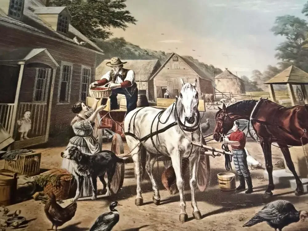 Vintage Set Of 4 Courier And Ives Laminated Lithograph Placemats